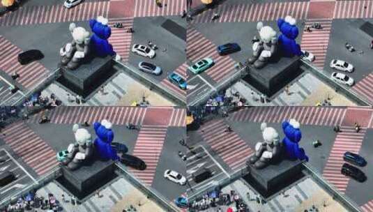 湖南长沙国金中心步行街网红玩偶高清在线视频素材下载