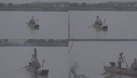 渔民河里捕鱼实拍镜头高清在线视频素材下载