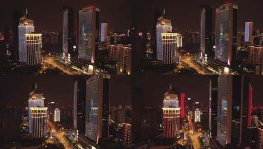 武汉西北湖商圈CBD夜景航拍高清在线视频素材下载