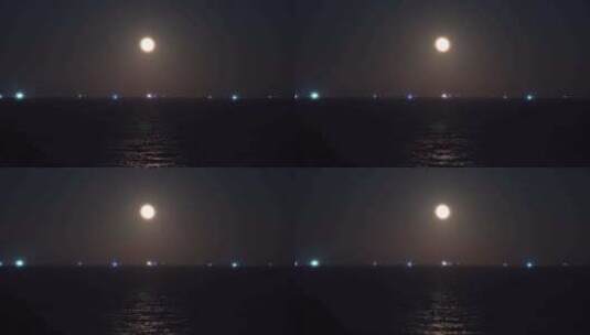 大海月亮海面月光水面波光粼粼夜晚海平面高清在线视频素材下载