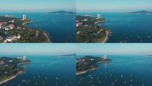 航拍海岛滨海城市高清在线视频素材下载