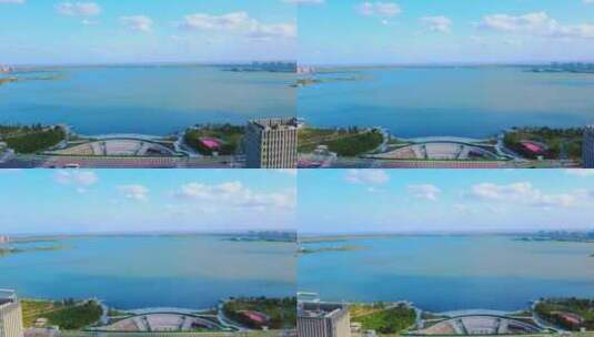 上海临港区滴水湖4K航拍高清在线视频素材下载