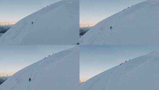 登山攀登雪山航拍高清在线视频素材下载