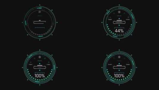圆盘仪表盘进度条科技合成HUD未来大数据高清在线视频素材下载