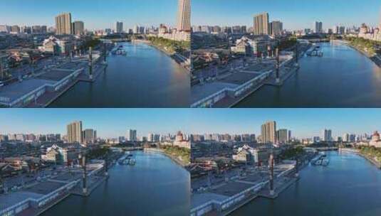 航拍天津海河高清在线视频素材下载
