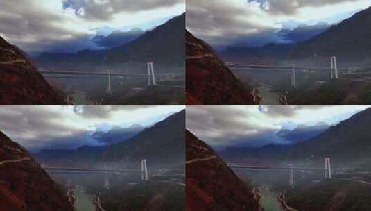 航拍特写云南金沙江大桥高清在线视频素材下载