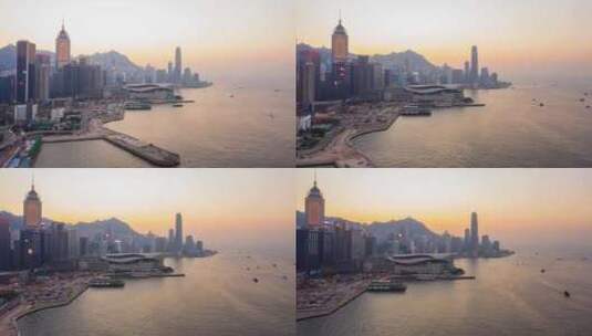 航拍香港 摩天大楼 夜景 市中心高清在线视频素材下载
