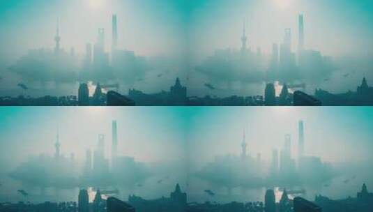 上海清晨迷雾高清在线视频素材下载