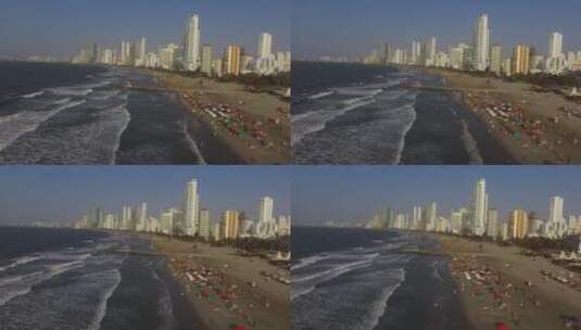 航拍哥伦比亚卡塔赫纳海滩高清在线视频素材下载