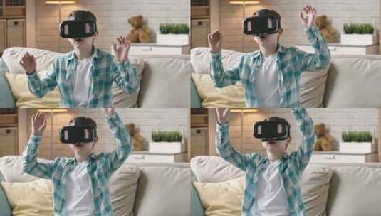 儿童在玩虚拟游戏高清在线视频素材下载