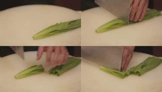 厨师切蔬菜油麦菜高清在线视频素材下载