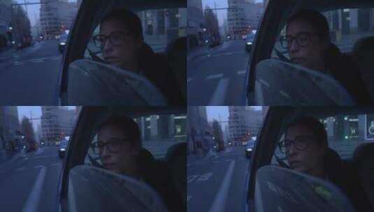汽车出租车窗户向外看的女人高清在线视频素材下载