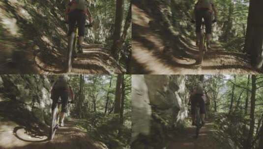 骑自行车过崖边小径高清在线视频素材下载