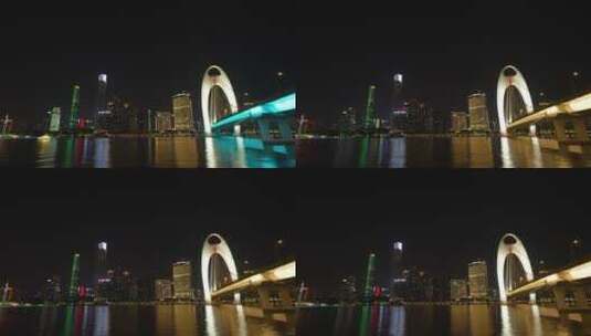 珠江新城猎德大桥延时夜景高清在线视频素材下载