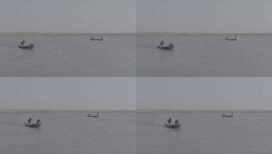辽河渔民打渔LOG高清在线视频素材下载