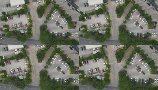 俯拍城市室外停车场高清在线视频素材下载