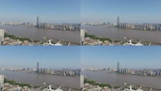 航拍湖北武汉长江城市高楼高清在线视频素材下载