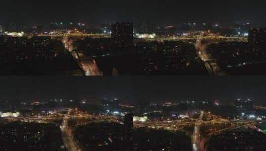 航拍 山东 济南 城市 高架桥 夜景 交通高清在线视频素材下载
