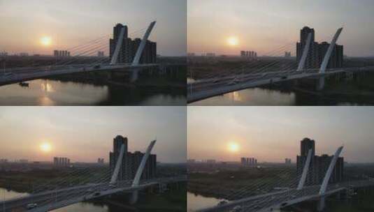 夕阳下的桥梁高清在线视频素材下载