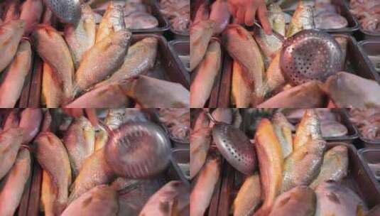 海鲜市场购买黄花鱼高清在线视频素材下载