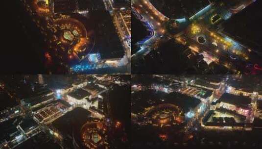 《4K超清》杭州湖滨商业街夜景航拍高清在线视频素材下载