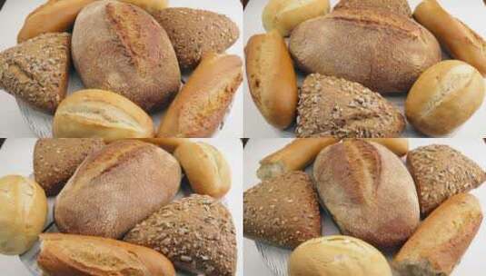 面包 欧包 吐司 原麦面包 面食 食品高清在线视频素材下载