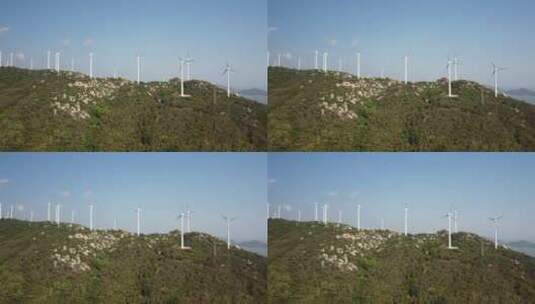广东省汕头市南澳岛海岛发电风车航拍高清在线视频素材下载