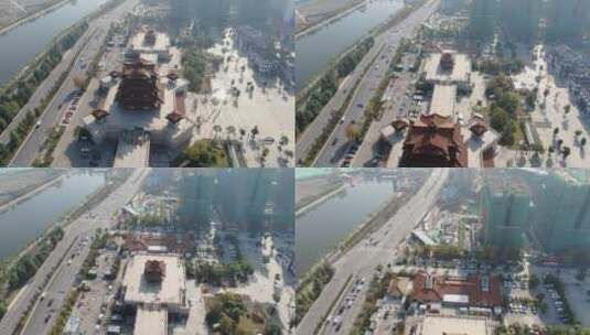徐州城建古建筑淮海文博园高清在线视频素材下载