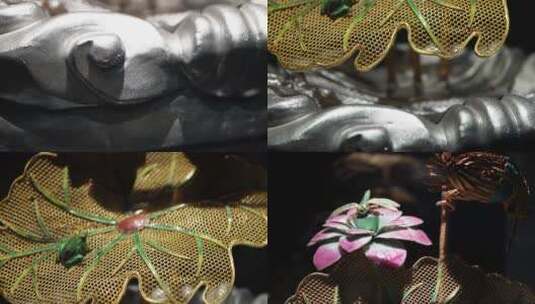 金缕黄金掐丝工艺品摆件珠宝高清在线视频素材下载