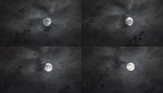 十五的月亮穿过云层【4k素材】高清在线视频素材下载