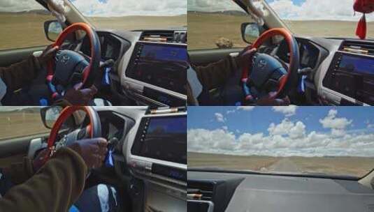 车辆行驶在西藏无人区高清在线视频素材下载