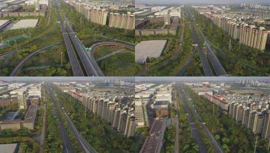 上海城市航拍路面车流 空城高清在线视频素材下载