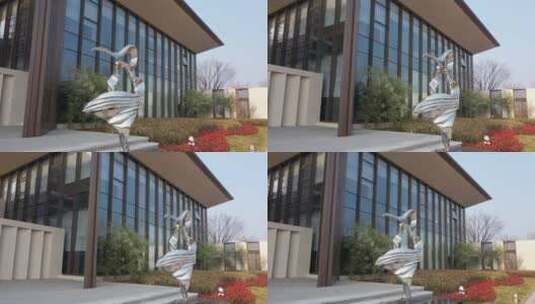 大连德贤华府门前雕塑高清在线视频素材下载