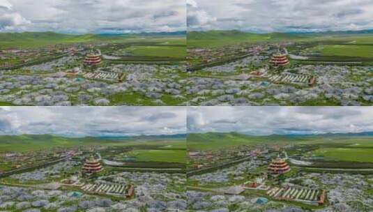 瓦切塔林航拍延时 藏族圣地高清在线视频素材下载