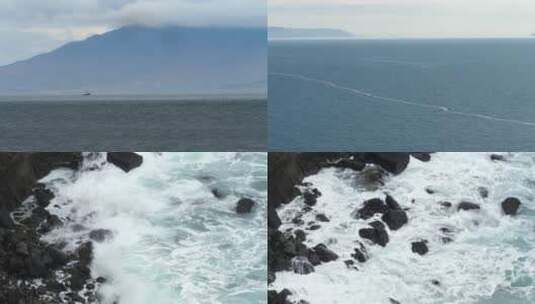 海水拍岸浪花海面波光粼粼高清在线视频素材下载