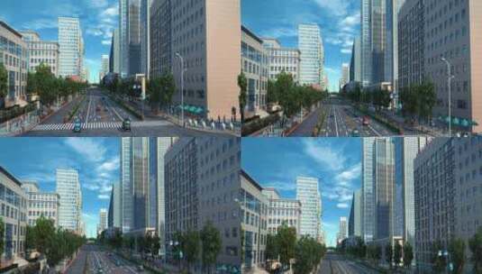 城市建筑漫游建筑生长城市交通高清在线视频素材下载