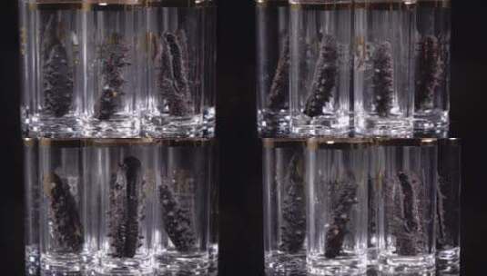 玻璃罐里的干海参高清在线视频素材下载