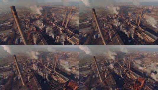 大型化工厂烟囱废弃环境污染实拍视频素材高清在线视频素材下载