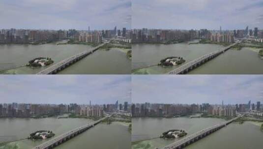 武汉墨水湖大桥航拍高清在线视频素材下载