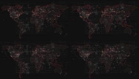 红色数码世界地图高清在线视频素材下载