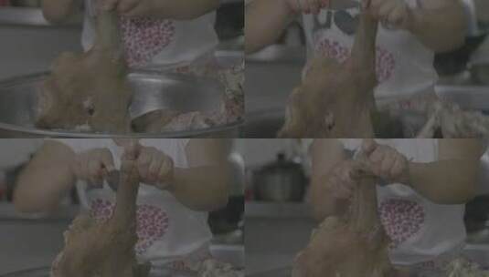 煮熟的羊肉拆肉切肉LOG高清在线视频素材下载