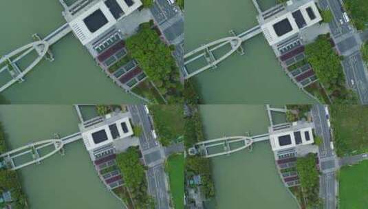 无锡江尖公园水利枢纽航拍高清在线视频素材下载