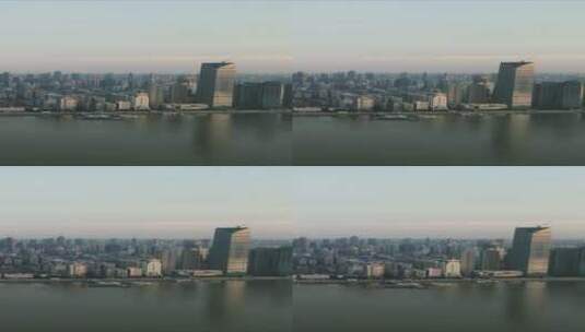 湖北长江两岸高楼建筑竖屏航拍高清在线视频素材下载