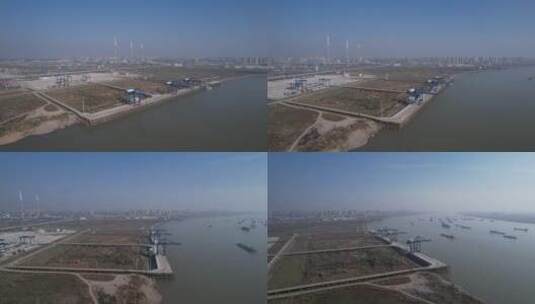 阳逻港航拍高清在线视频素材下载