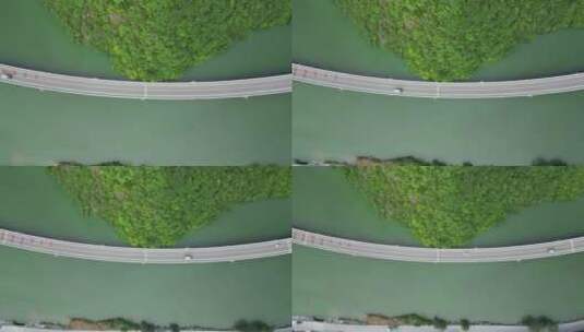 航拍水上最美公路湖北新山高清在线视频素材下载