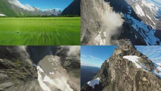 航拍山峰山脉森林雪山瀑布河流合集高清在线视频素材下载