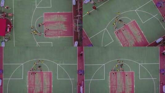 广州建筑群里的篮球场高清在线视频素材下载