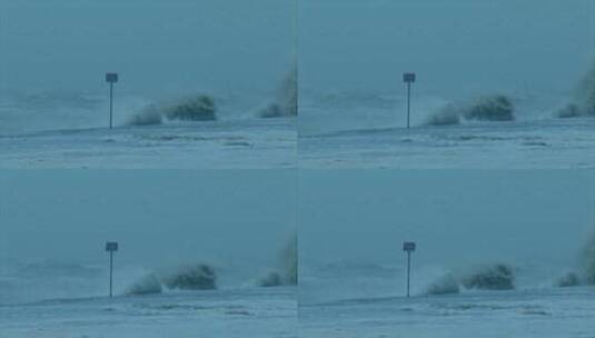 海浪拍击浪涛汹涌台风高清在线视频素材下载