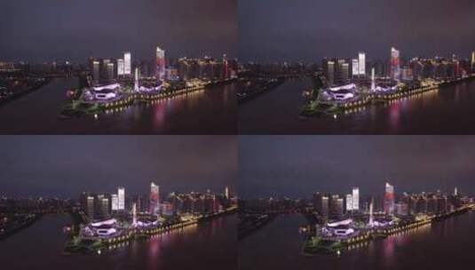长沙北辰滨江文化园城市灯光秀高清在线视频素材下载