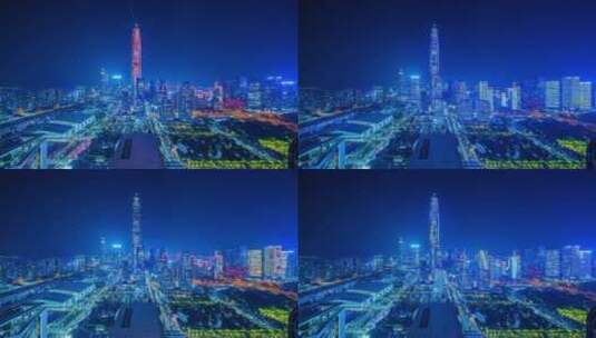 超美深圳城市夜景航拍高清在线视频素材下载